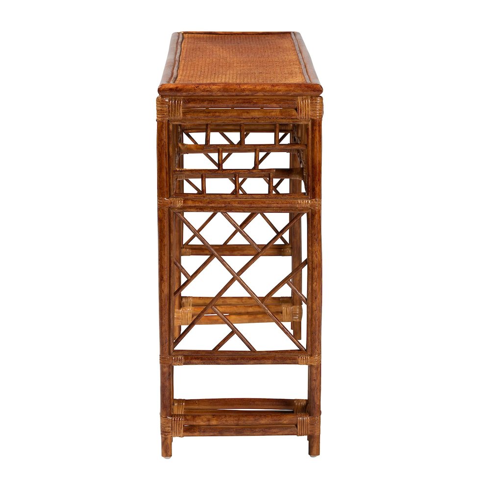 Wahid Marbled Tortoise Natural Rattan Console Table