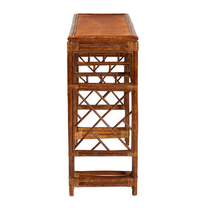 Wahid Marbled Tortoise Natural Rattan Console Table