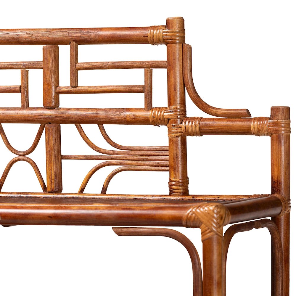 Aleya Marbled Tortoise Natural Rattan Display Shelf, 4-Tier Wicker Etagere