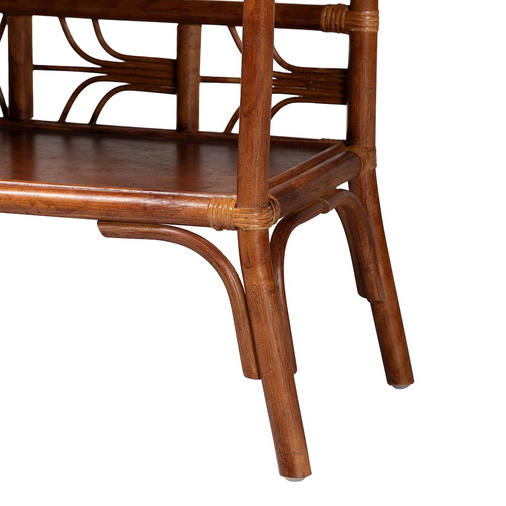Aleya Marbled Tortoise Natural Rattan Display Shelf, 4-Tier Wicker Etagere