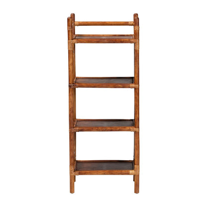 Basile Marbled Tortoise Natural Rattan Display Shelf, 4-Tier Wicker Etagere