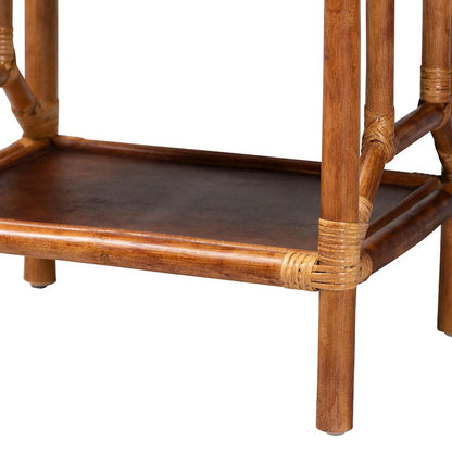 Basile Marbled Tortoise Natural Rattan Display Shelf, 4-Tier Wicker Etagere