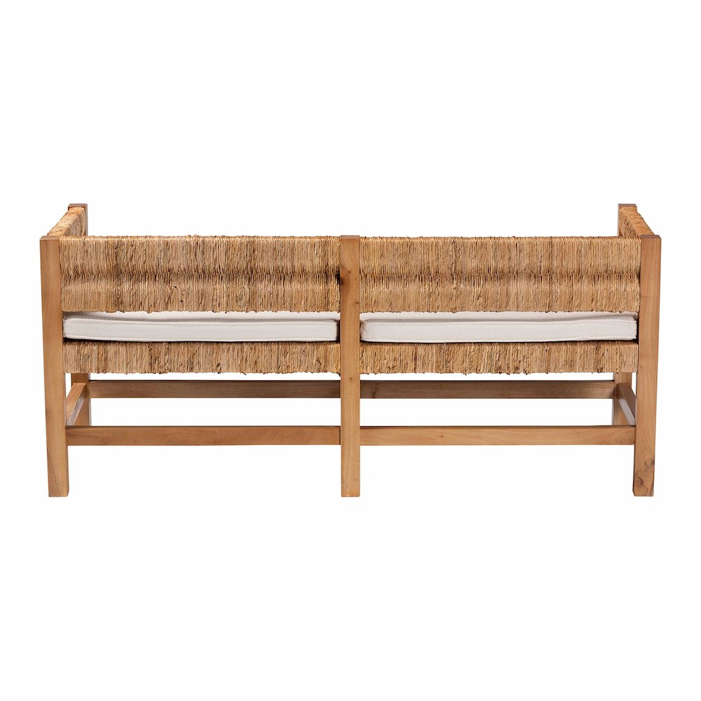 Accent Bench - Handwoven Seagrass Accent Seating with Mahogany Wood Frame