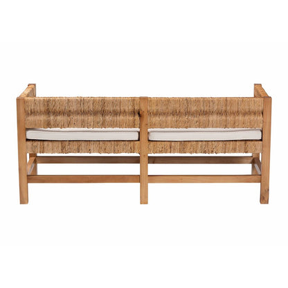 Accent Bench - Handwoven Seagrass Accent Seating with Mahogany Wood Frame