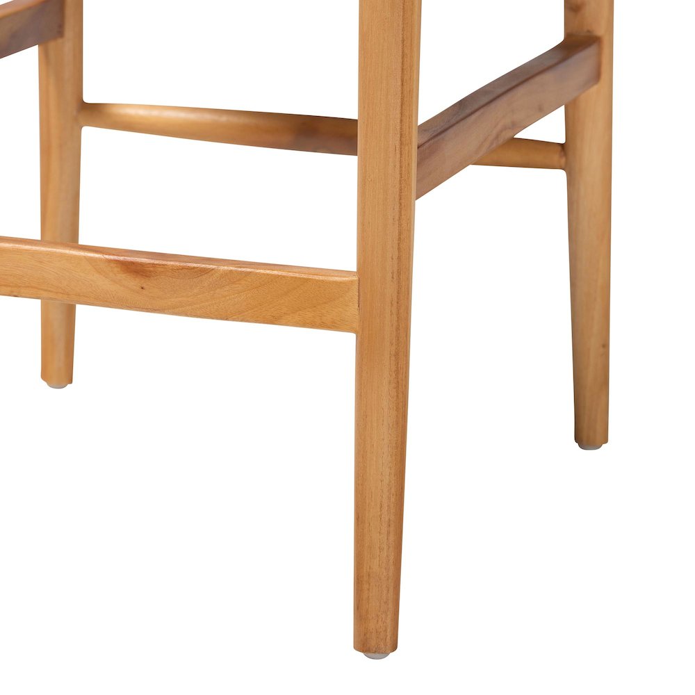 Counter Stool with Woven Seagrass Seat - Stool with Arms and Wishbone Backrest