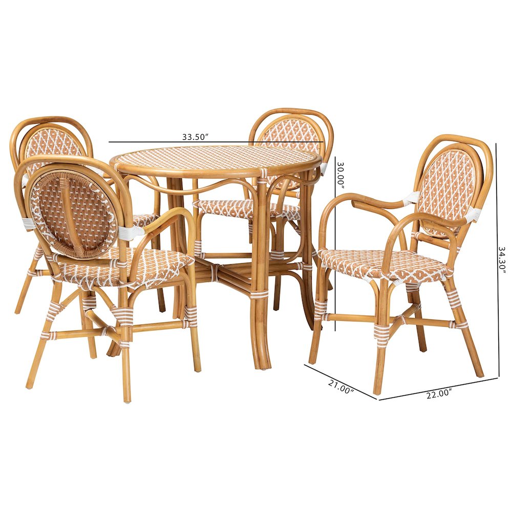 5-Piece Cafe-Style Set with Round Table and 4 Matching Chairs, Beige