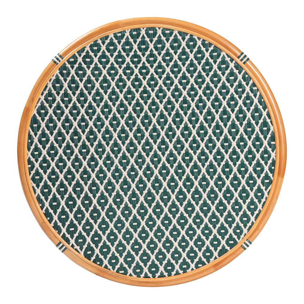 Mattie Natural Rattan Round Bistro Dining Table, Green