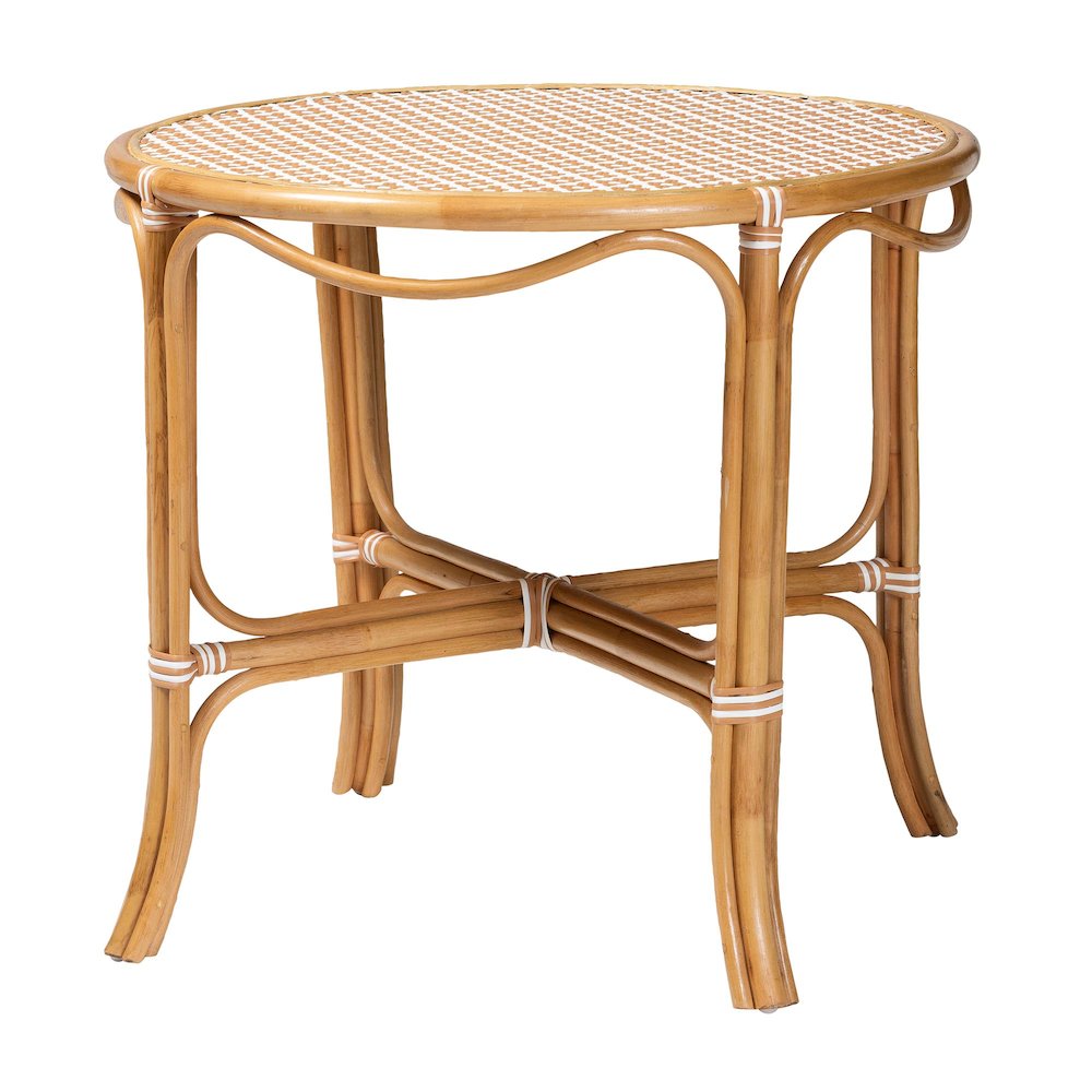 Mattie Natural Rattan Round Bistro Dining Table, Beige