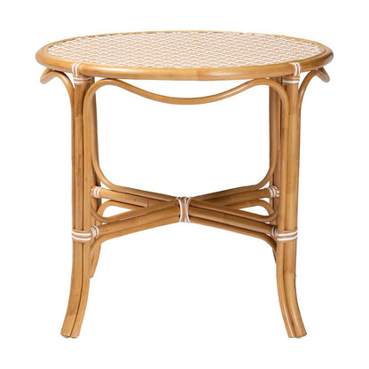 Mattie Natural Rattan Round Bistro Dining Table, Beige