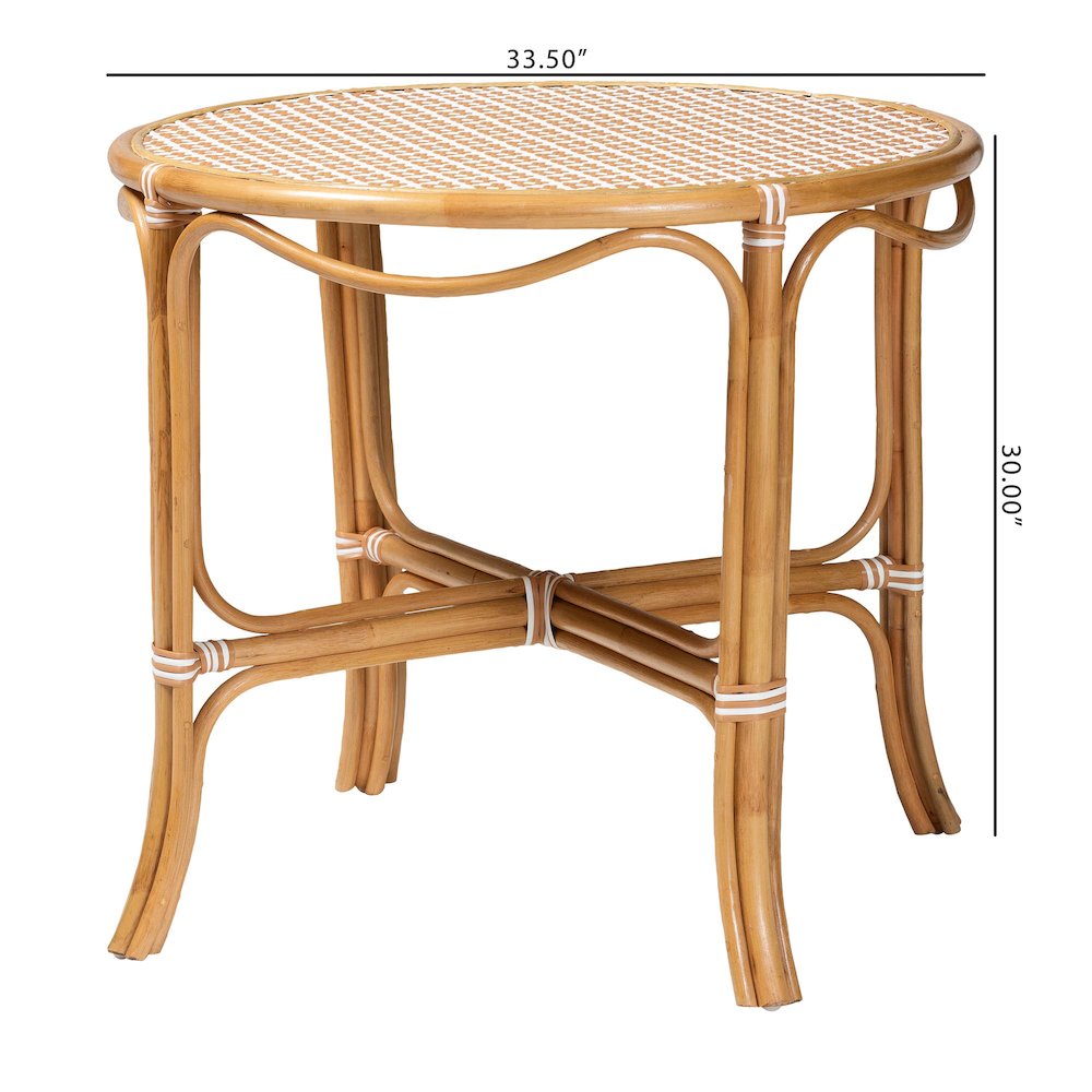 Mattie Natural Rattan Round Bistro Dining Table, Beige