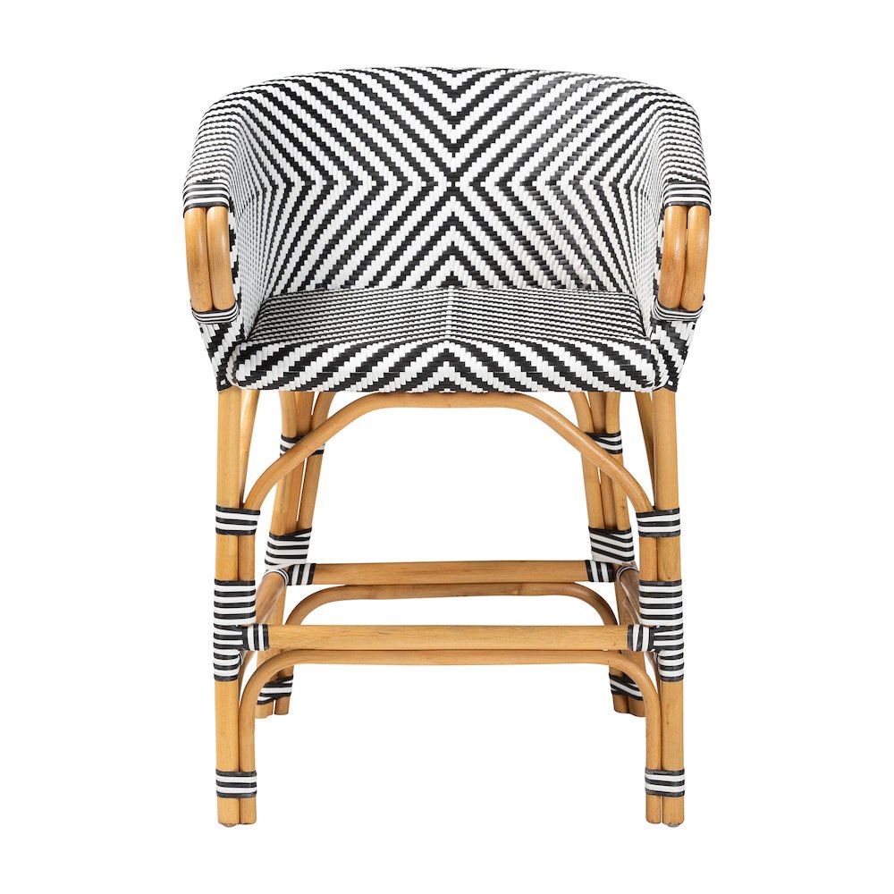 Max Rattan Bistro Counter Stool, Handwoven Cafe-Style Accent Seating