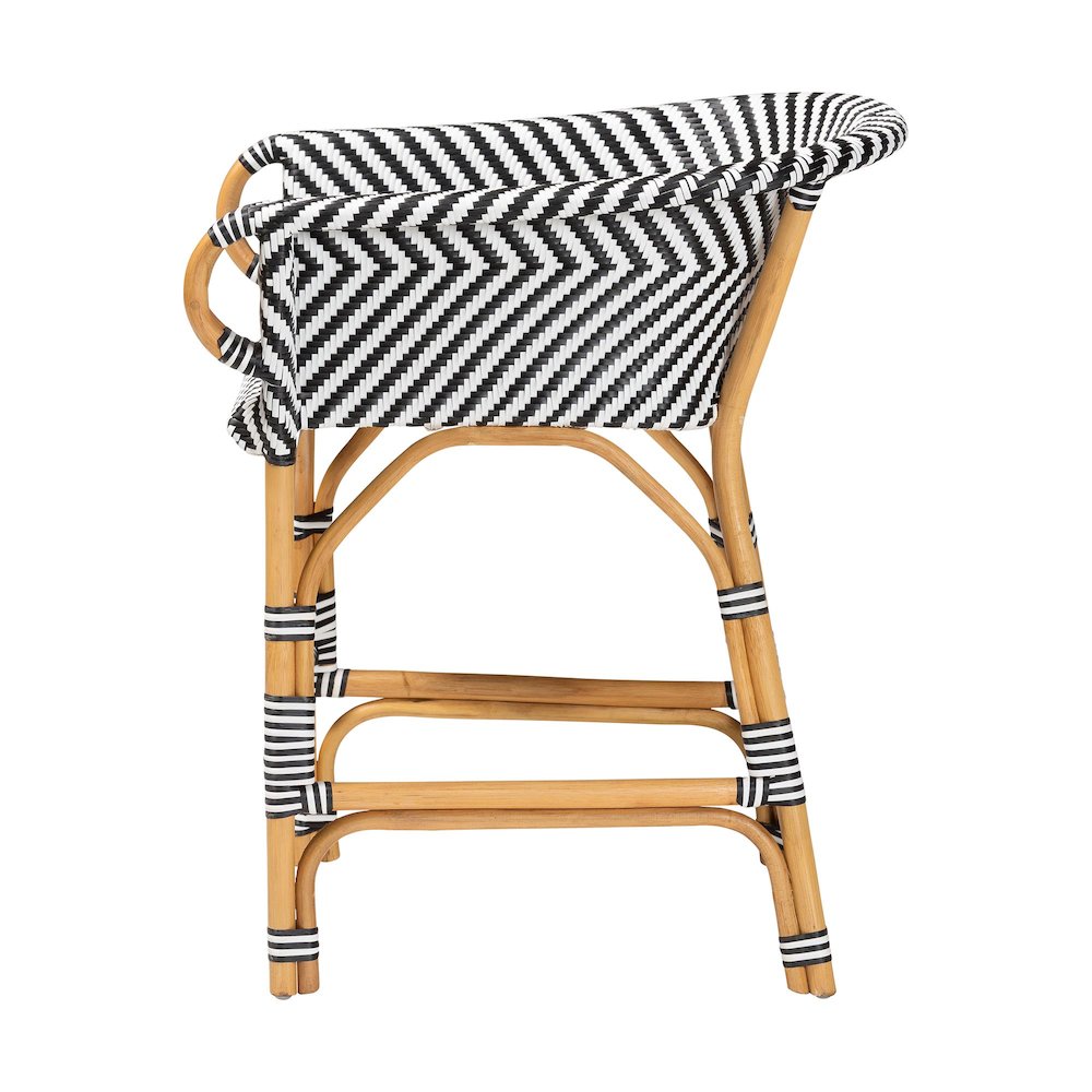 Max Rattan Bistro Counter Stool, Handwoven Cafe-Style Accent Seating