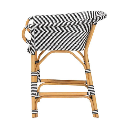 Max Rattan Bistro Counter Stool, Handwoven Cafe-Style Accent Seating
