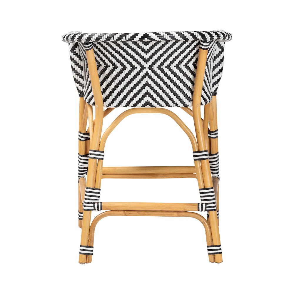 Max Rattan Bistro Counter Stool, Handwoven Cafe-Style Accent Seating