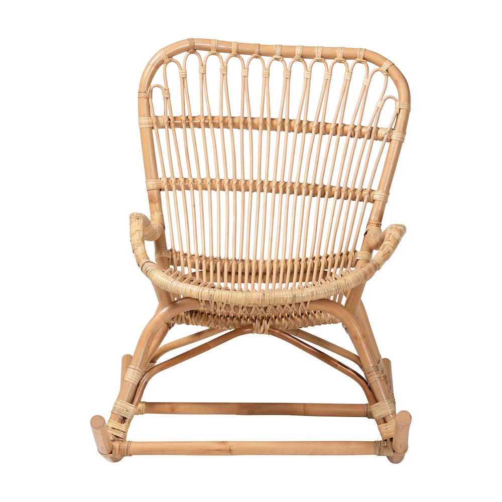 Mahin Natural Rattan Rocking Wicker Accent Rocker with Curved Armrests