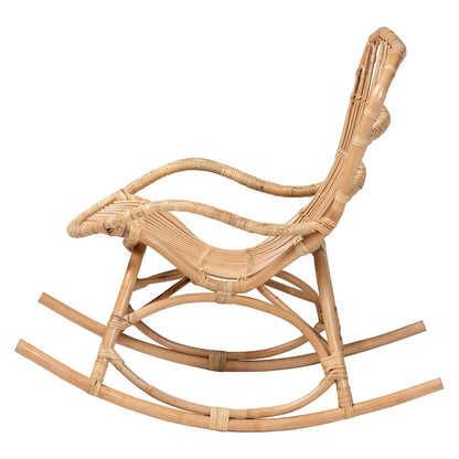 Mahin Natural Rattan Rocking Wicker Accent Rocker with Curved Armrests