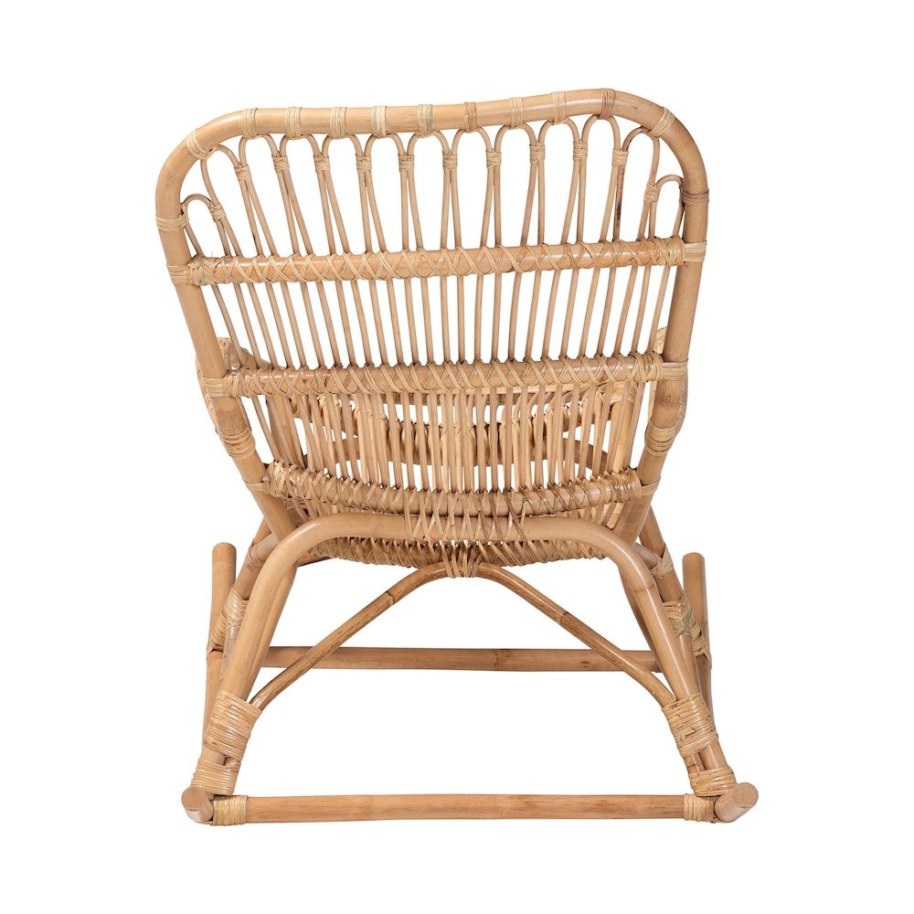 Mahin Natural Rattan Rocking Wicker Accent Rocker with Curved Armrests