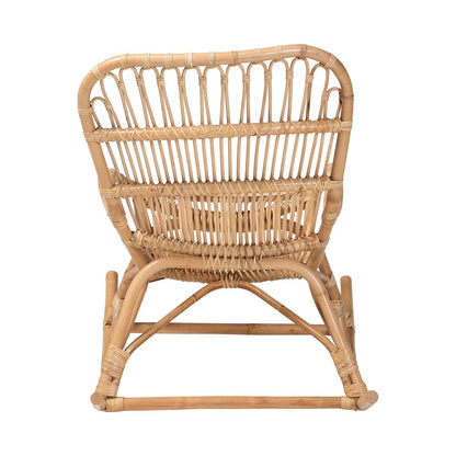 Mahin Natural Rattan Rocking Wicker Accent Rocker with Curved Armrests
