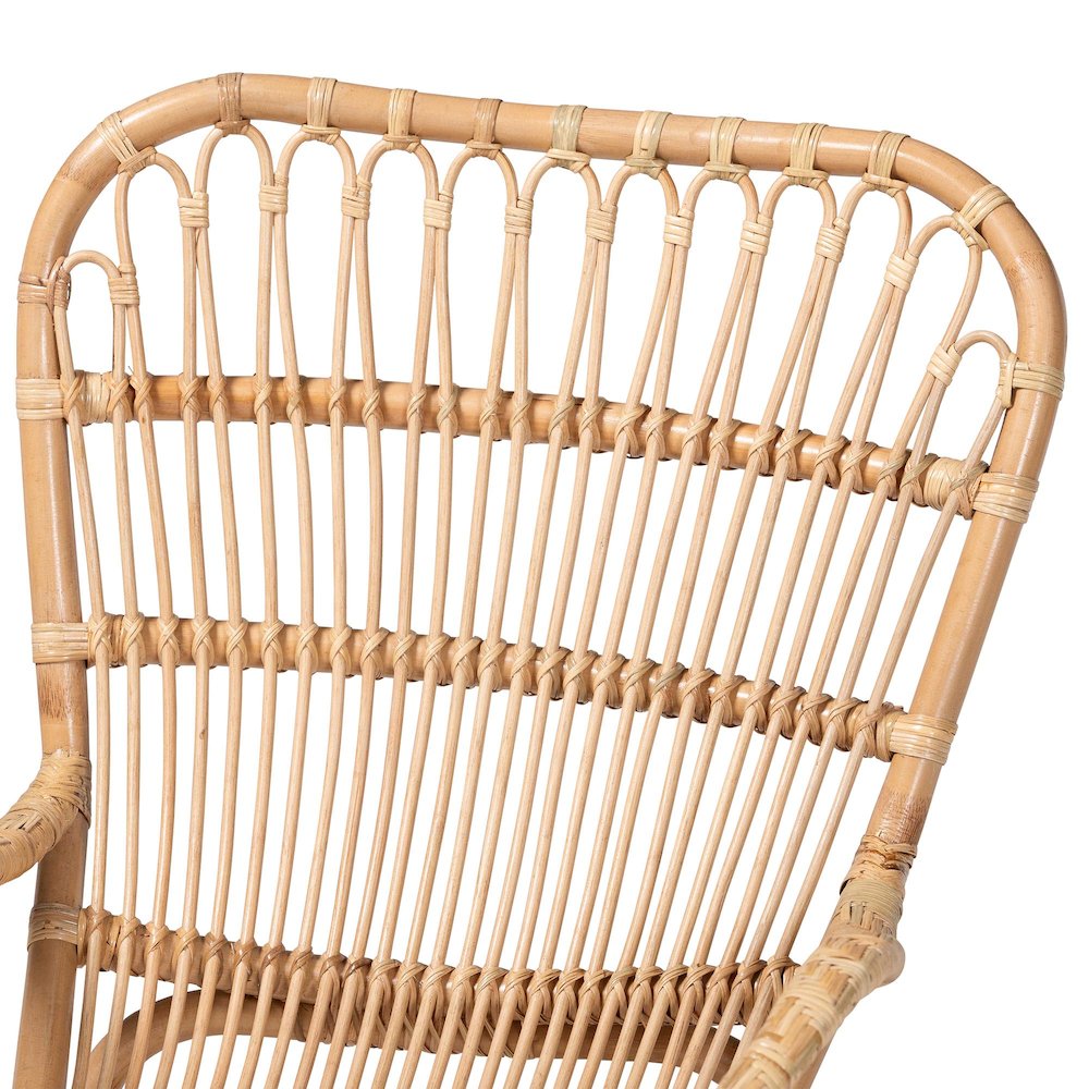 Mahin Natural Rattan Rocking Wicker Accent Rocker with Curved Armrests