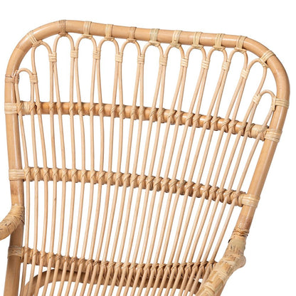 Mahin Natural Rattan Rocking Wicker Accent Rocker with Curved Armrests