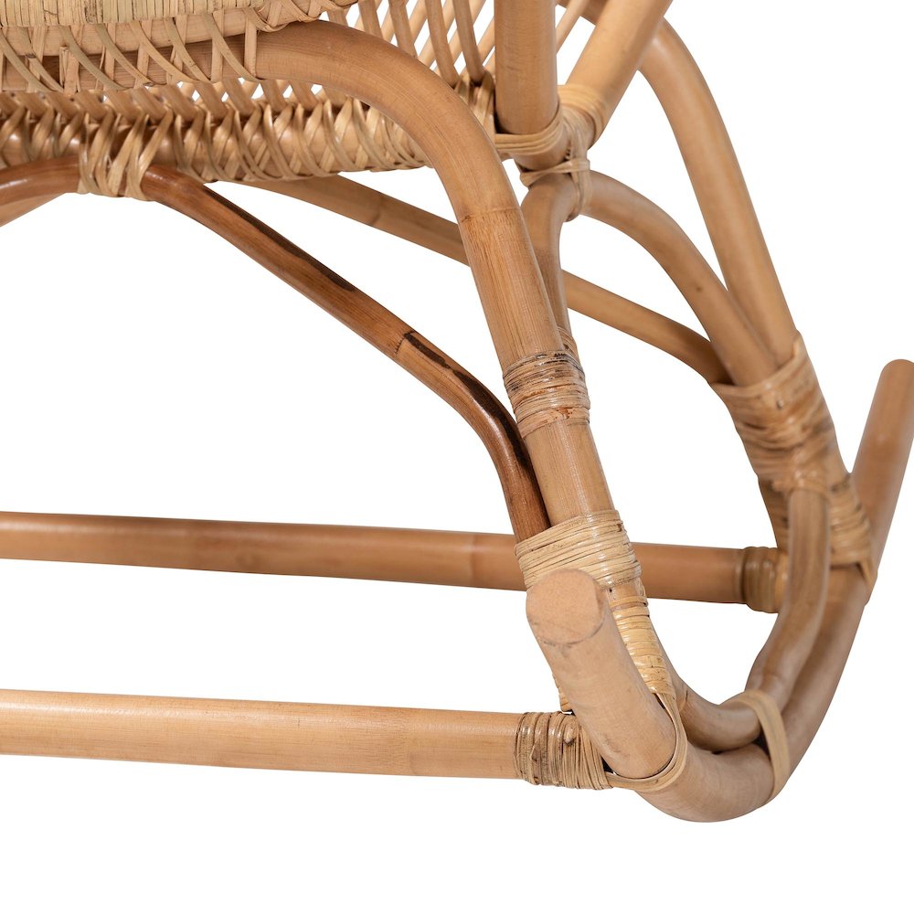 Mahin Natural Rattan Rocking Wicker Accent Rocker with Curved Armrests