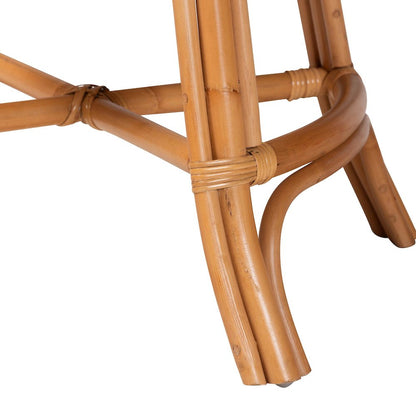 Amina Natural Rattan Counter Wicker Stool with Swivel Seat, Upholstered Cushion