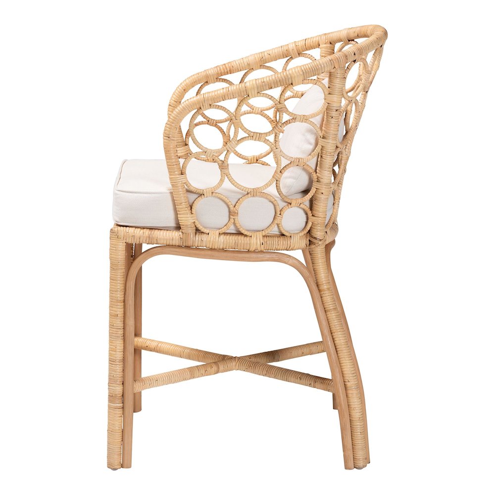 Natural Rattan Counter Stool with Bubble Frame - Handwoven Wicker Accent Stool