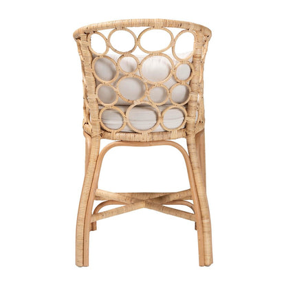 Natural Rattan Counter Stool with Bubble Frame - Handwoven Wicker Accent Stool