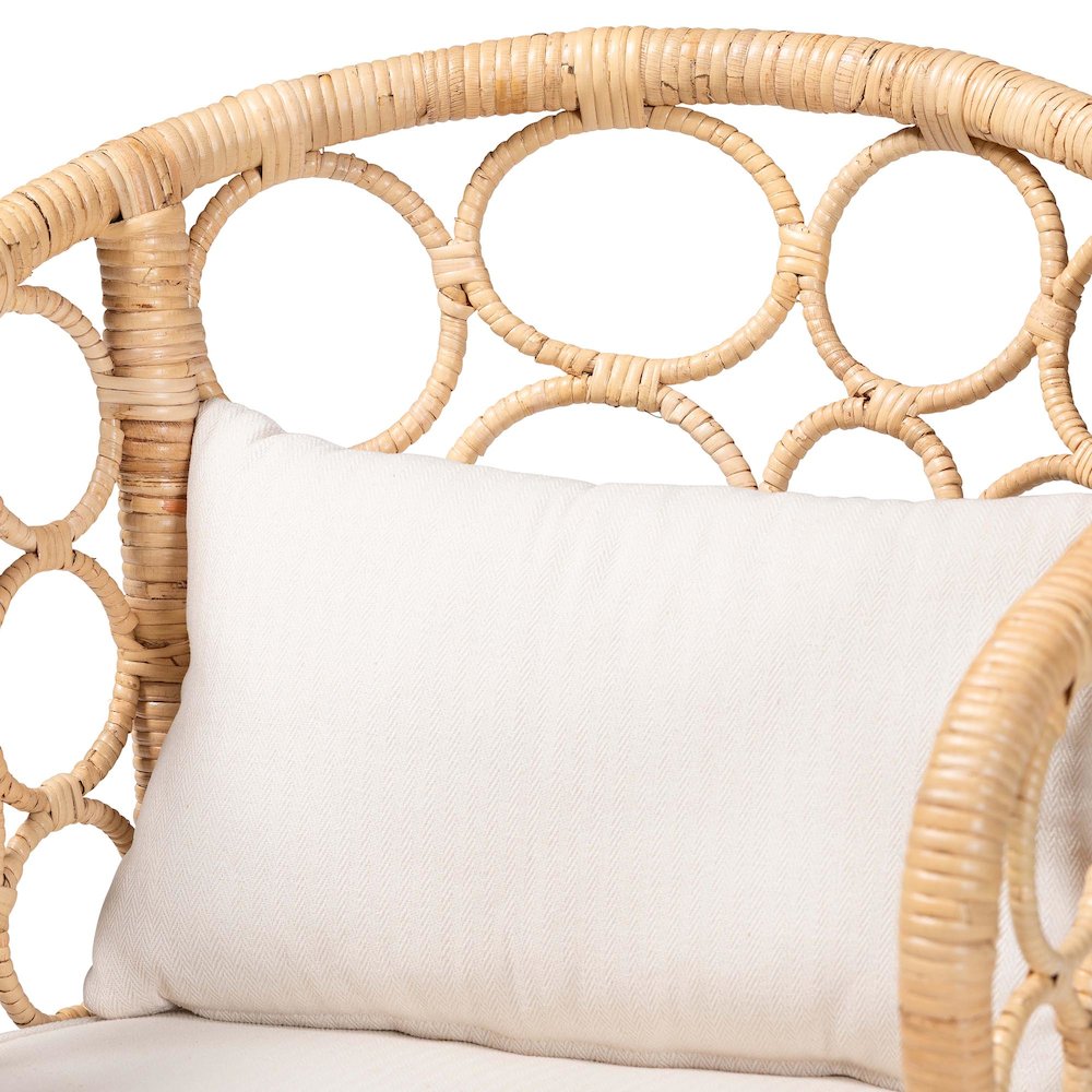Natural Rattan Counter Stool with Bubble Frame - Handwoven Wicker Accent Stool
