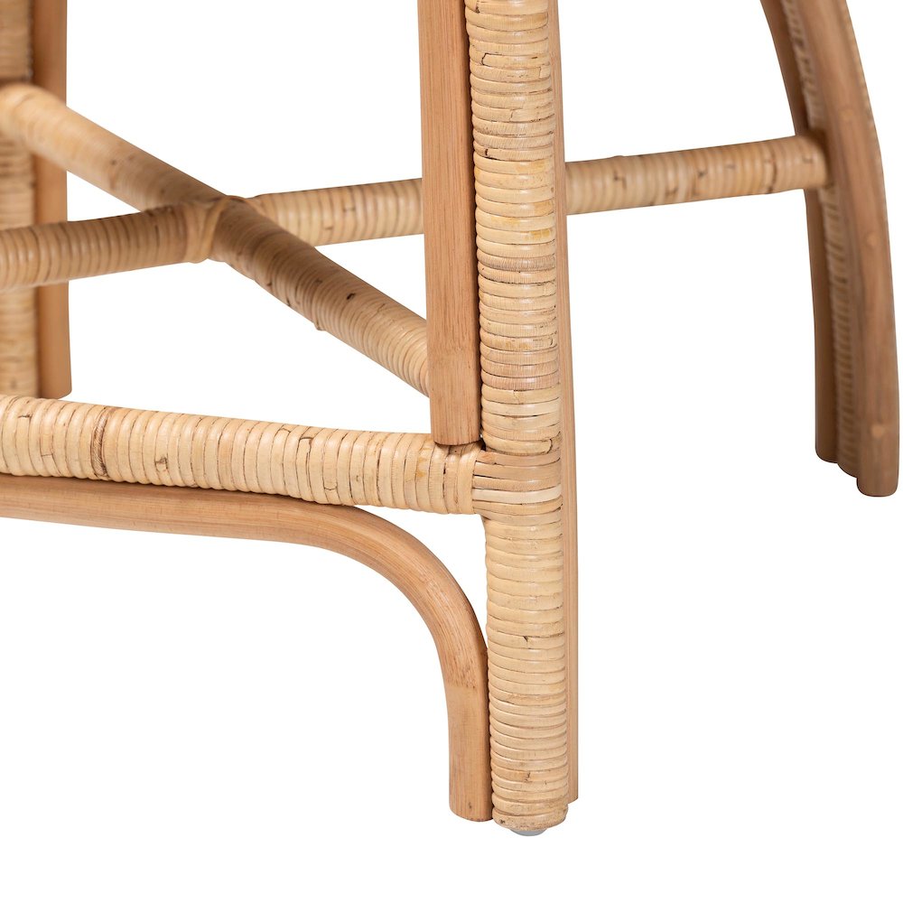 Natural Rattan Counter Stool with Bubble Frame - Handwoven Wicker Accent Stool