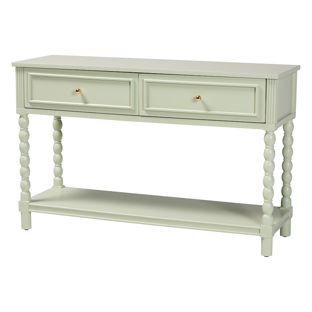 Console Table with Spindle Legs, 2 Drawers, Turned Detailing, Open Shelf Storage