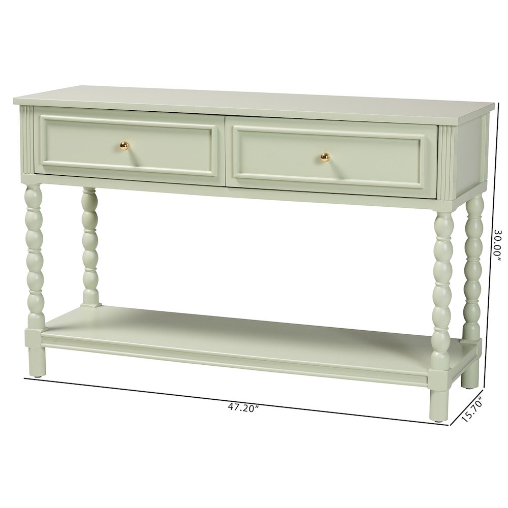 Console Table with Spindle Legs, 2 Drawers, Turned Detailing, Open Shelf Storage