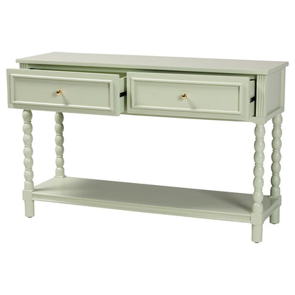 Console Table with Spindle Legs, 2 Drawers, Turned Detailing, Open Shelf Storage