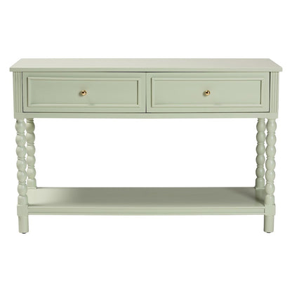 Console Table with Spindle Legs, 2 Drawers, Turned Detailing, Open Shelf Storage