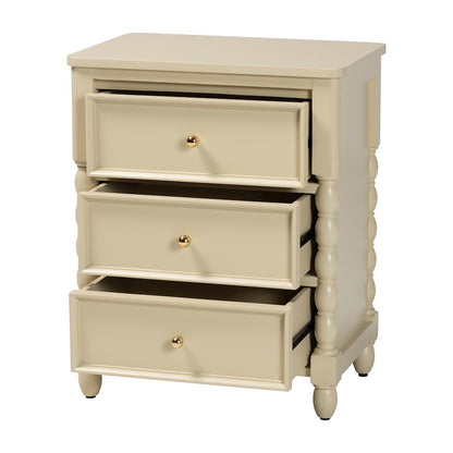 Nightstand with Spindle Legs - 3-Drawer Bedside Table with Turned Detailing