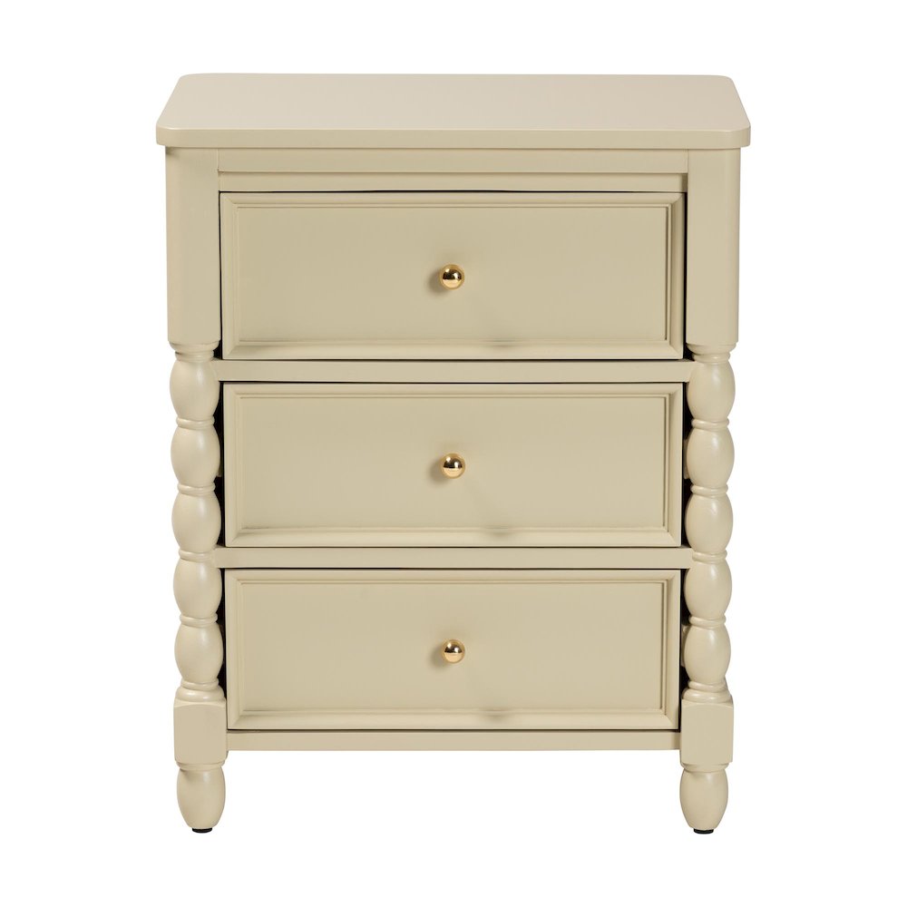 Nightstand with Spindle Legs - 3-Drawer Bedside Table with Turned Detailing