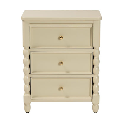 Nightstand with Spindle Legs - 3-Drawer Bedside Table with Turned Detailing