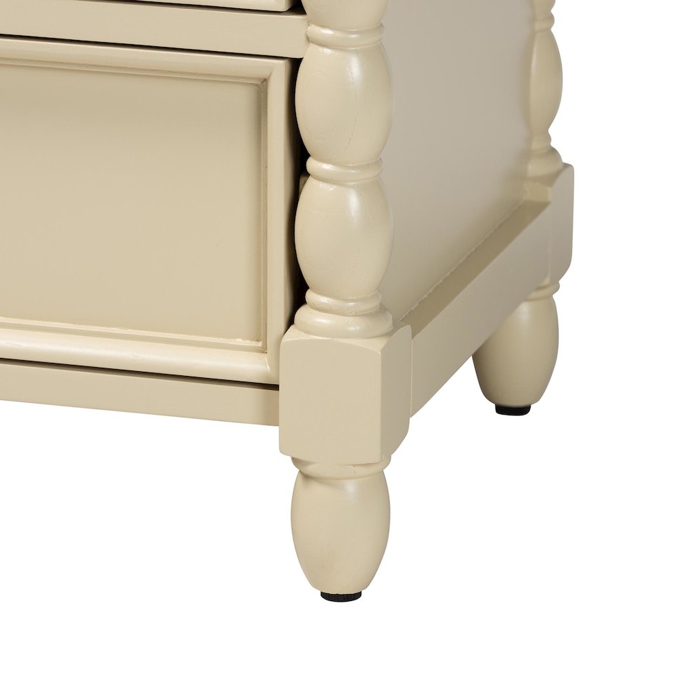 Nightstand with Spindle Legs - 3-Drawer Bedside Table with Turned Detailing