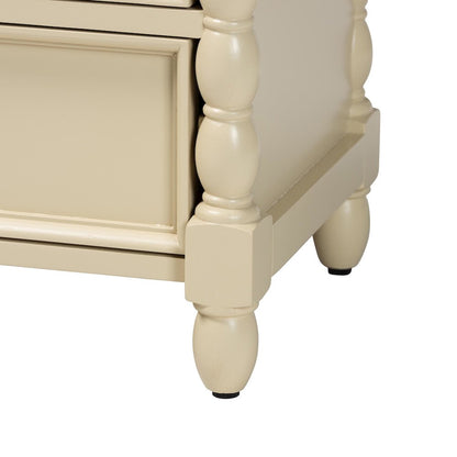 Nightstand with Spindle Legs - 3-Drawer Bedside Table with Turned Detailing