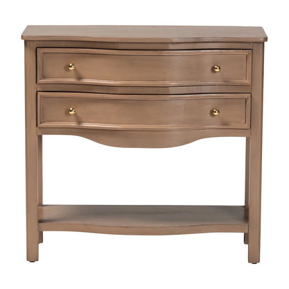 2-Drawer Entryway Table with Open Shelf and Sculpted Apron for Living Room