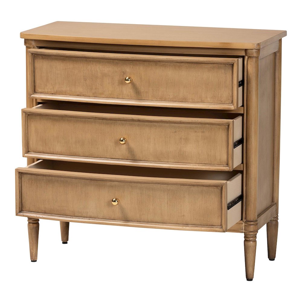 Karmel Chest - 3-Drawer Storage Chest with Curved Front and Tapered Legs