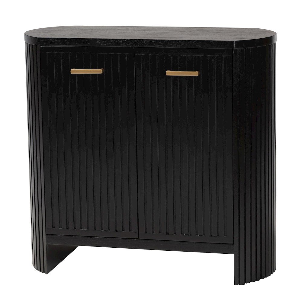 Storage Cabinet - Accent Cabinet with Vertical Slat Panels, Metal Door Pulls