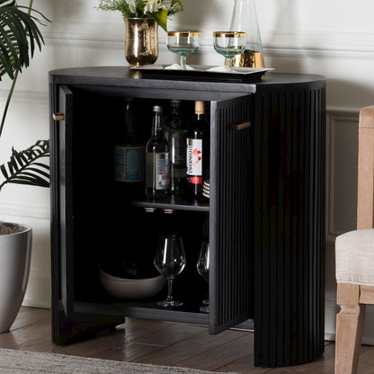 Storage Cabinet - Accent Cabinet with Vertical Slat Panels, Metal Door Pulls