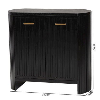 Storage Cabinet - Accent Cabinet with Vertical Slat Panels, Metal Door Pulls