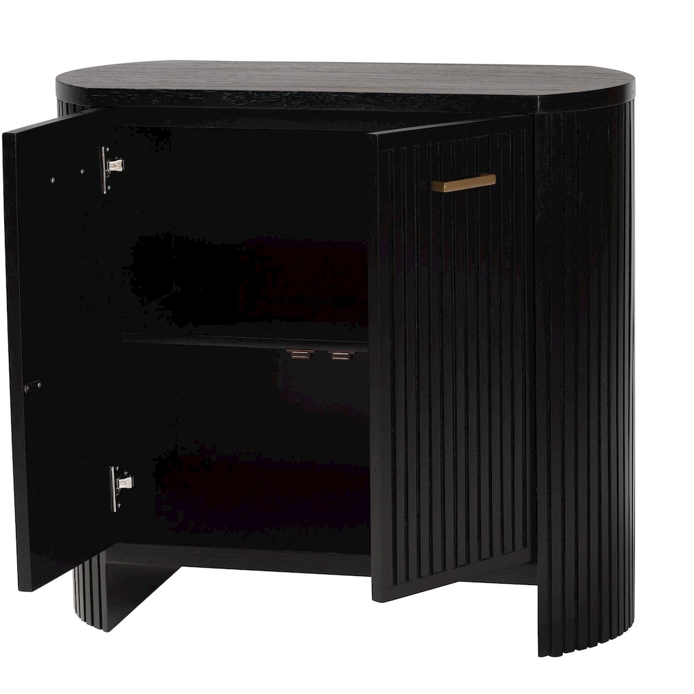 Storage Cabinet - Accent Cabinet with Vertical Slat Panels, Metal Door Pulls