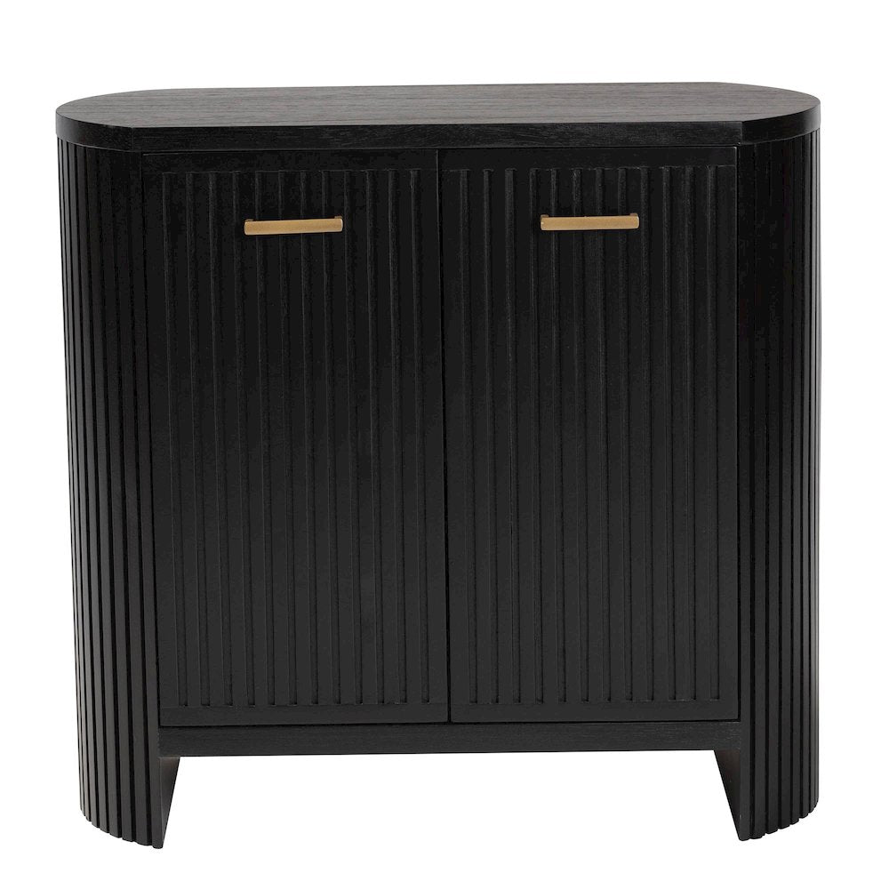 Storage Cabinet - Accent Cabinet with Vertical Slat Panels, Metal Door Pulls
