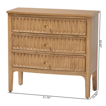 3-Drawer Storage Wood Chest with Textured Drawer Fronts and Round Knobs