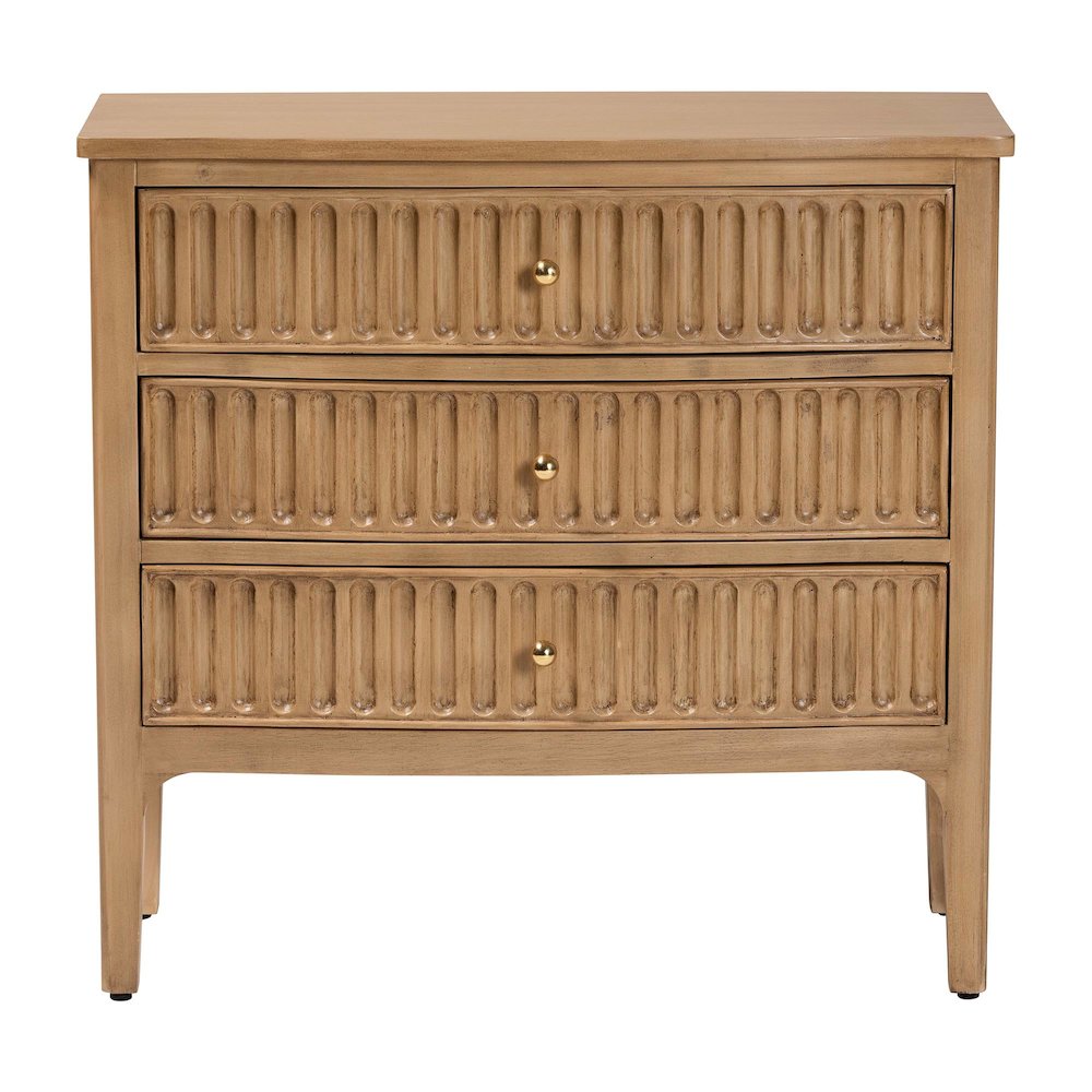 3-Drawer Storage Wood Chest with Textured Drawer Fronts and Round Knobs
