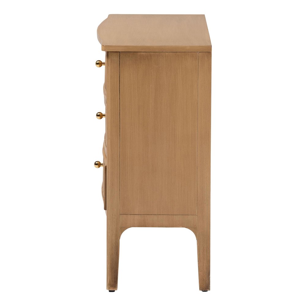 3-Drawer Storage Wood Chest with Textured Drawer Fronts and Round Knobs
