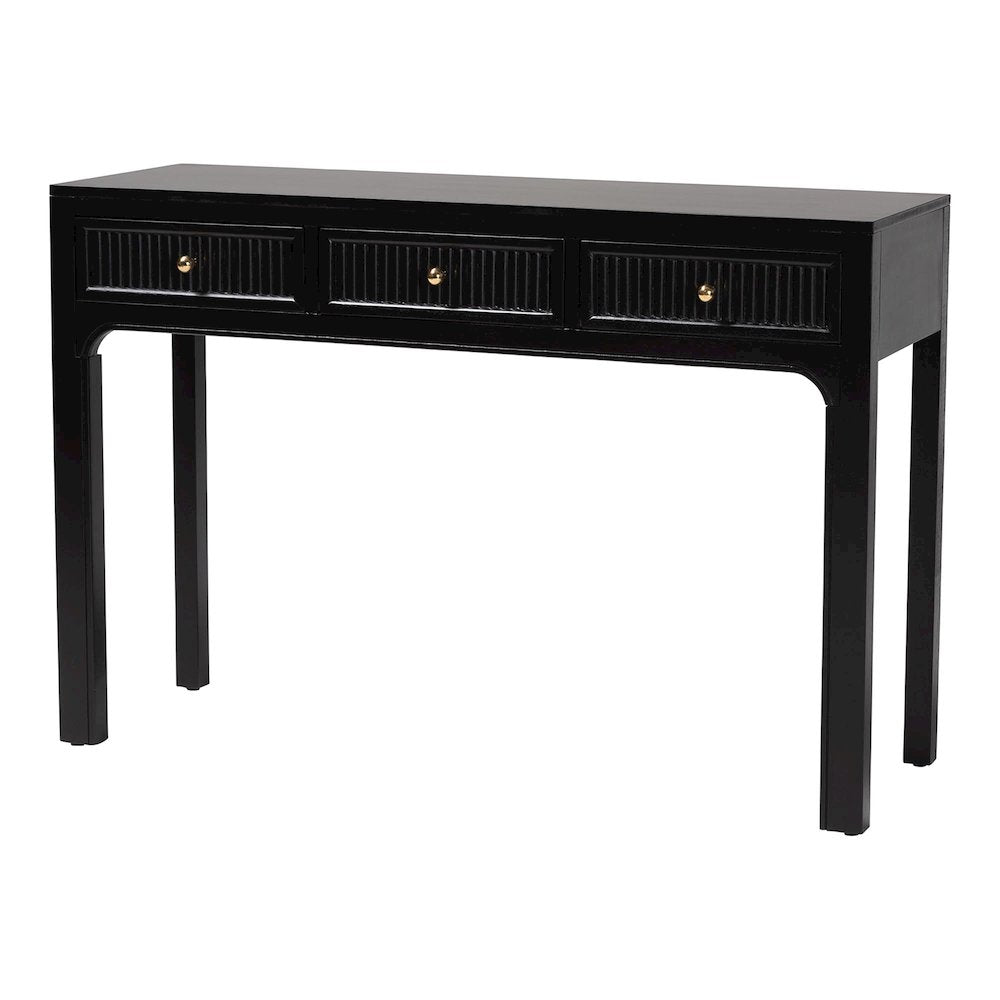Leah Console Table - 3-Drawer Accent Table with Fluted Wood Detailing